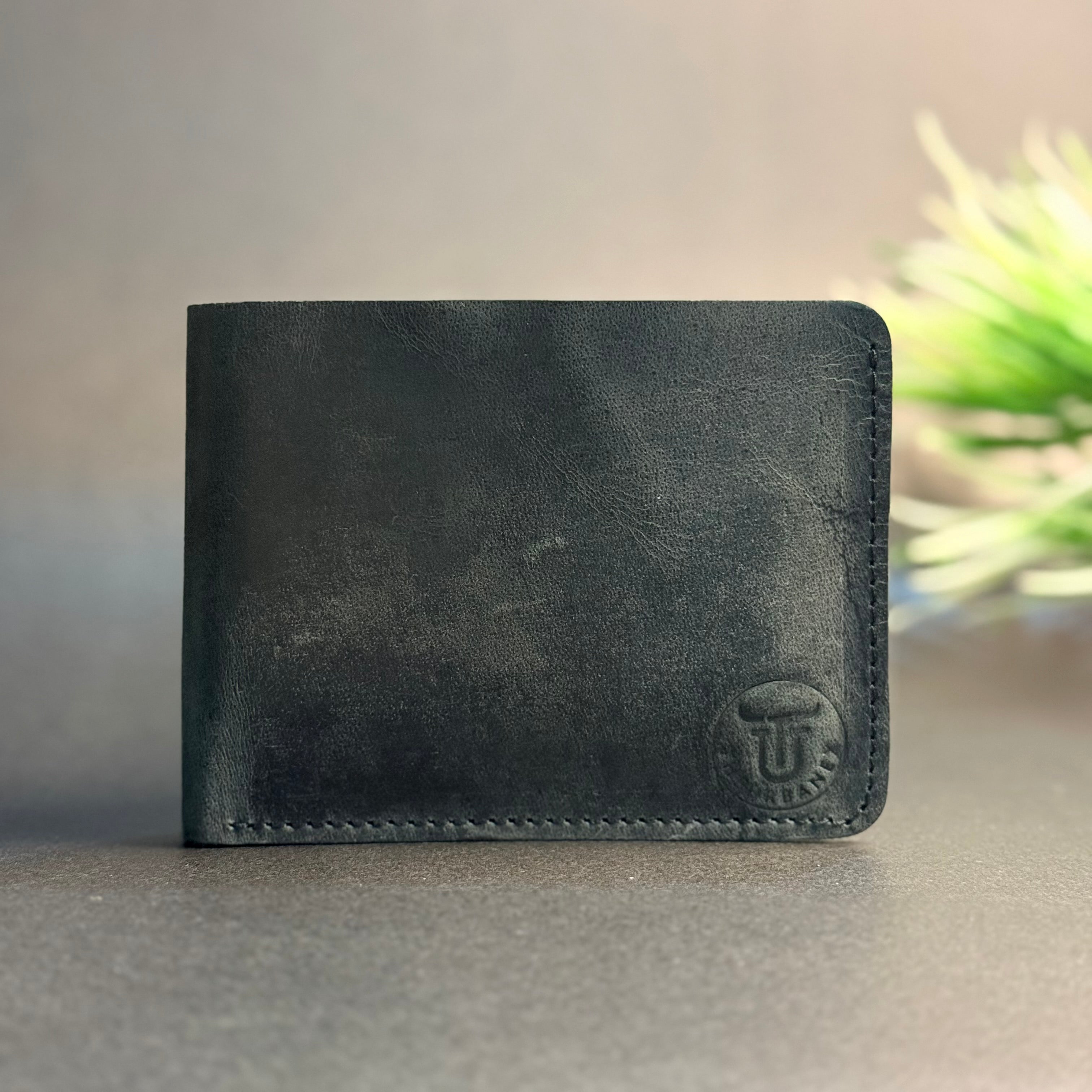 Rugged Edge Cowhide Leather Bifold Wallet | Smoke Black