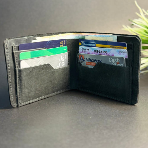 Rugged Edge Cowhide Leather Bifold Wallet | Smoke Black