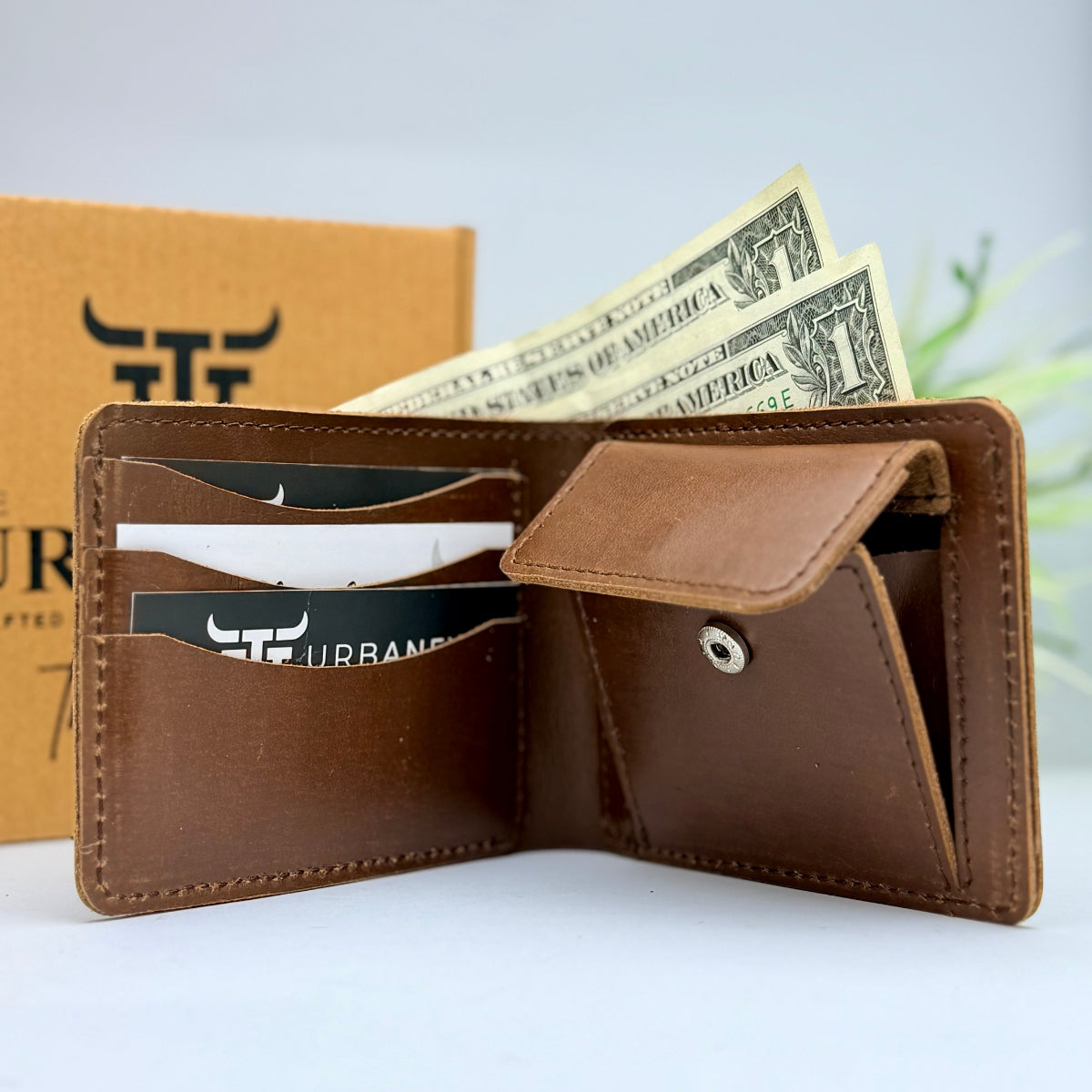 Urban Heritage Crazy Horse Leather Wallet with Coin Pocket