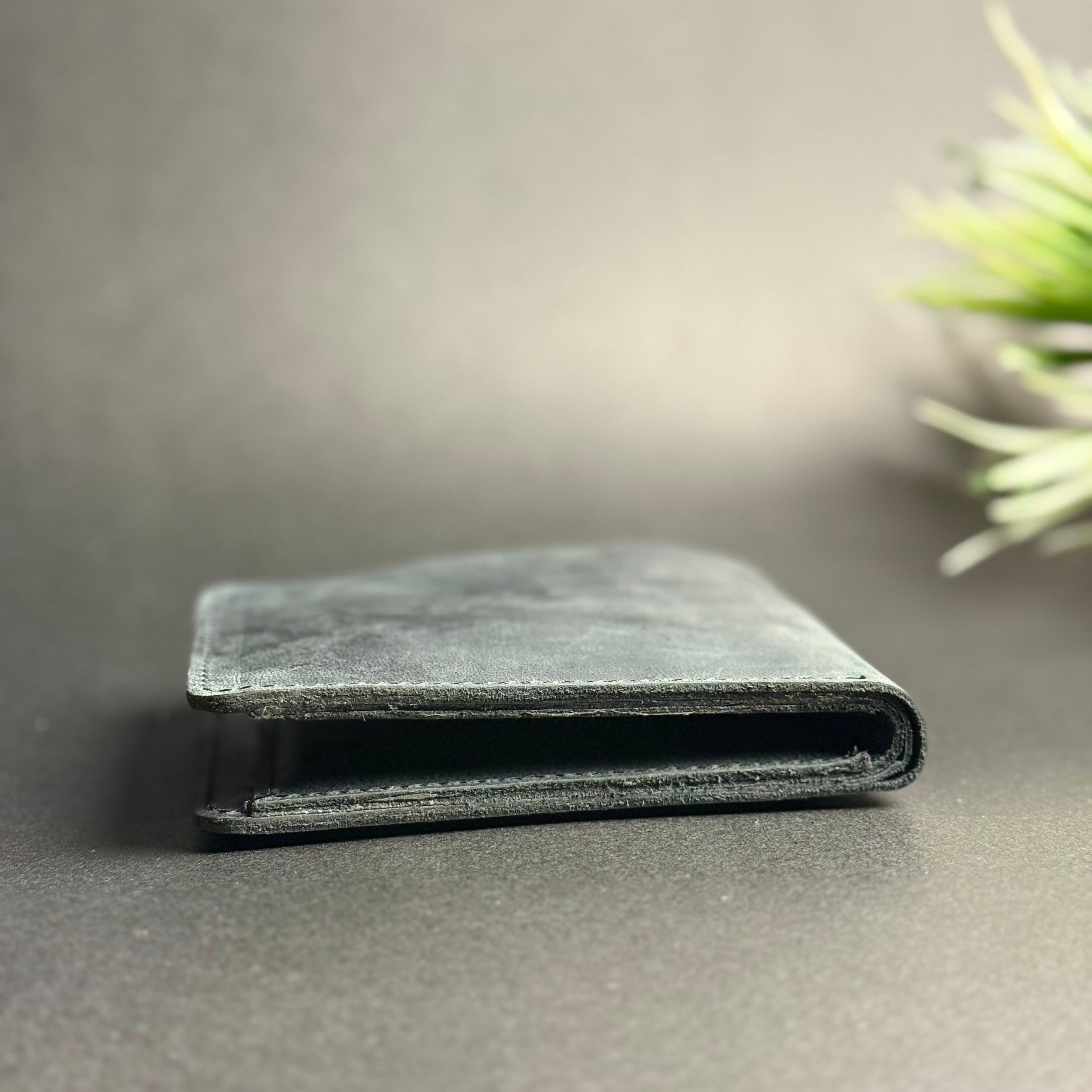 Rugged Edge Cowhide Leather Bifold Wallet | Smoke Black