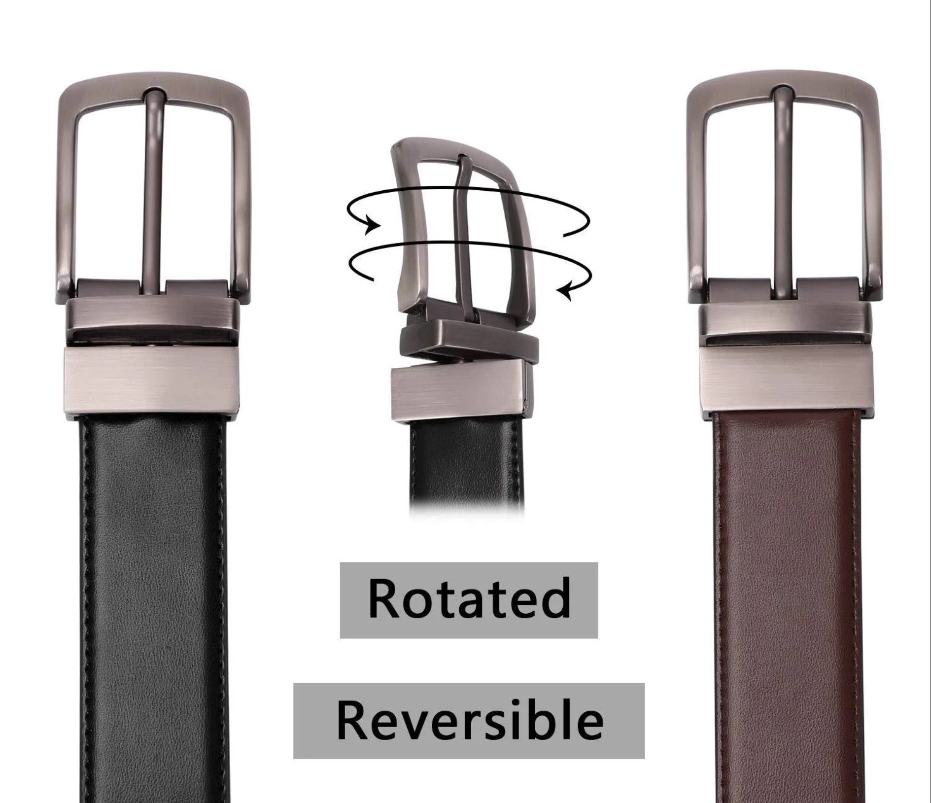 Urban Shift 2-in-1 Reversible Leather Belt – Black & Brown