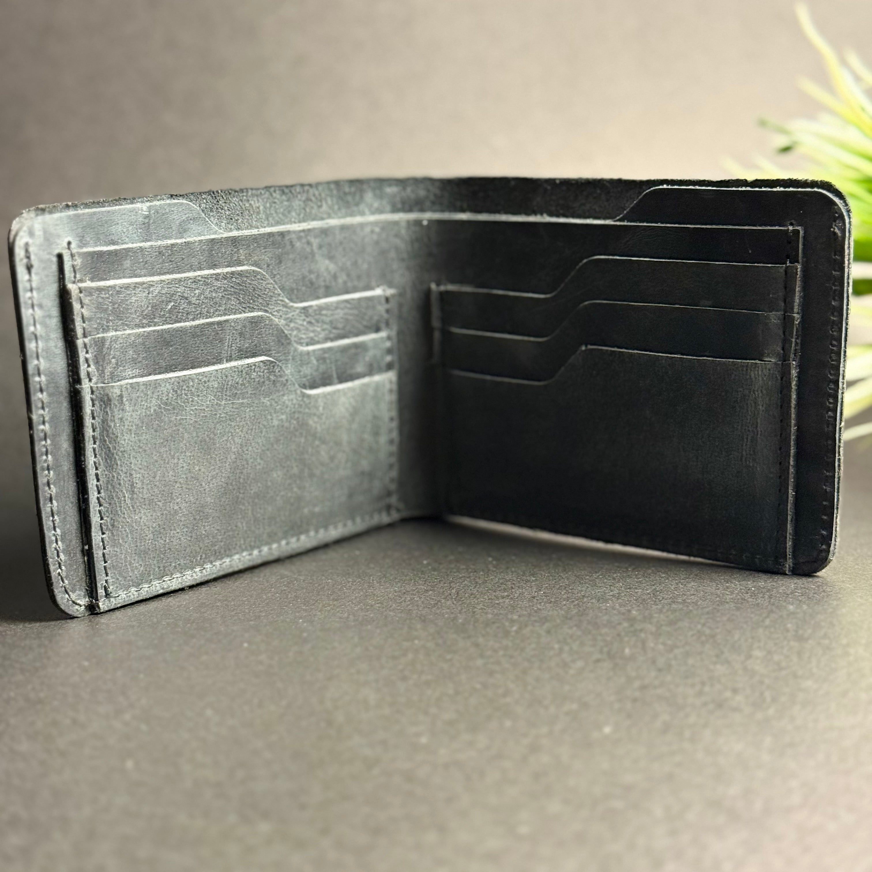Rugged Edge Cowhide Leather Bifold Wallet | Smoke Black