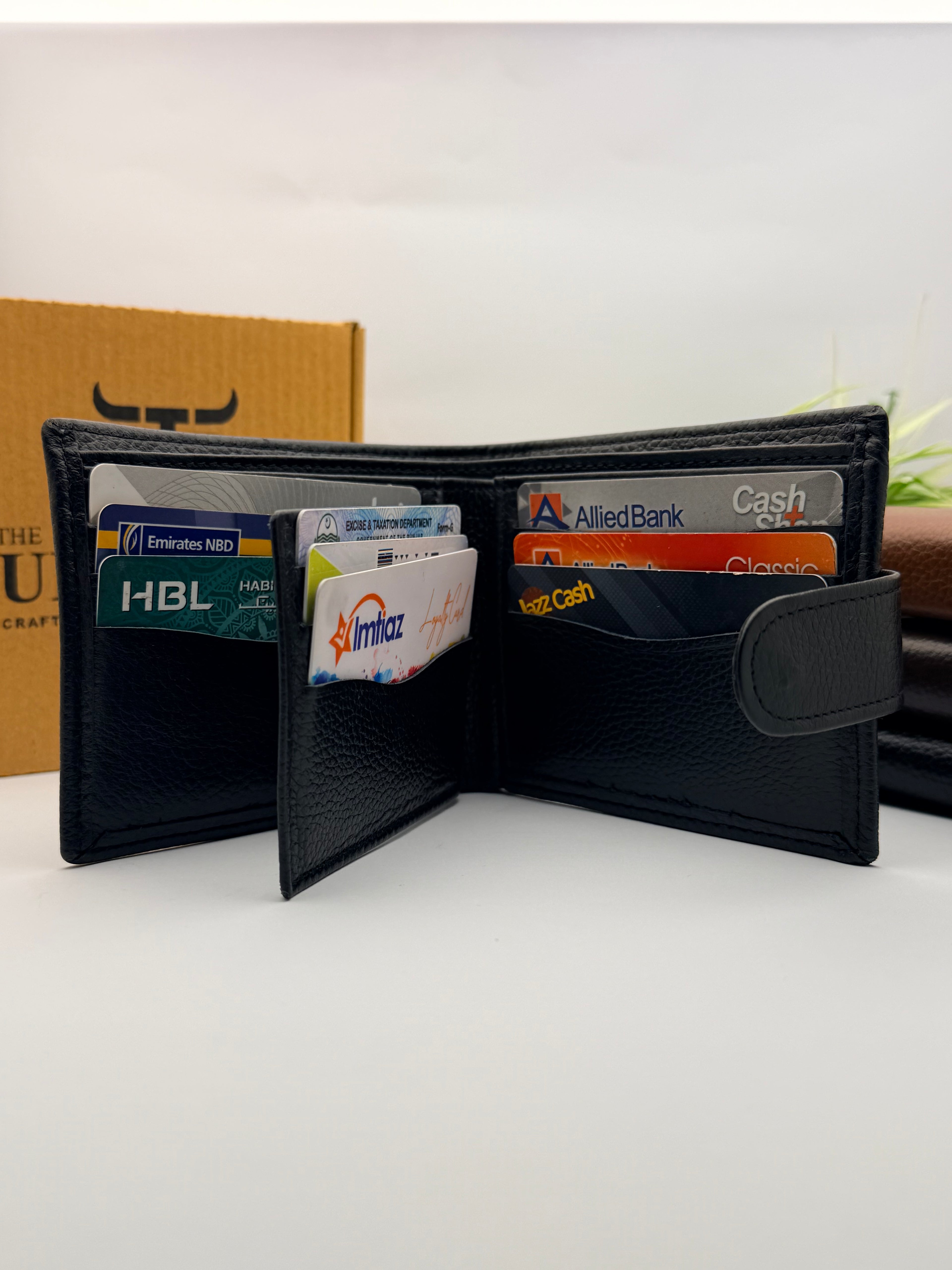 Cowhide Leather Button-Closure Wallet