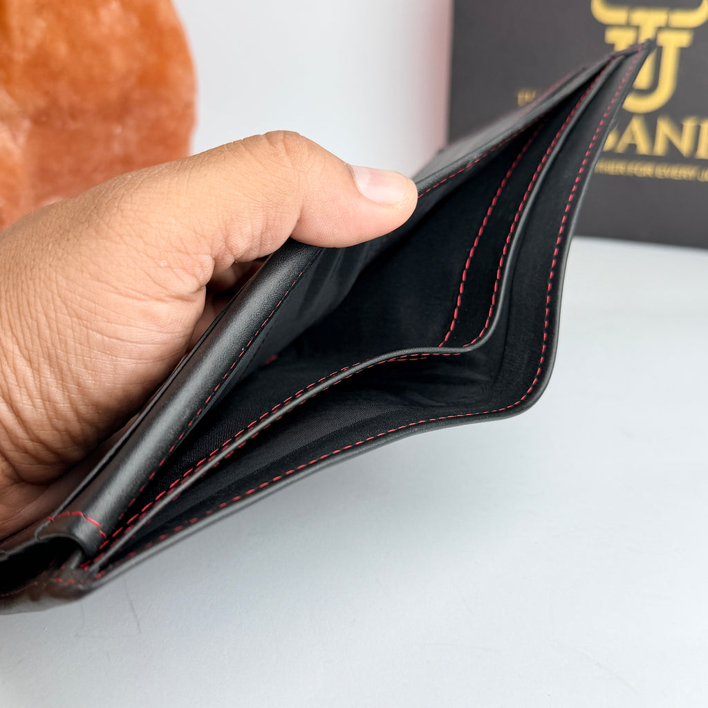 Red Edge Bifold Leather Wallet